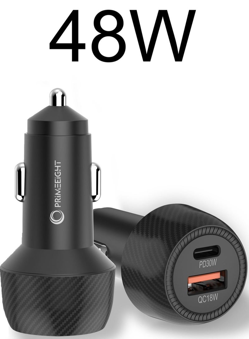 PRIMEEIGHT Phone Car Charger Super Fast 48W TYPE C And USB Compatible with iPhone 16 15 14 13 12 11 - Image 1