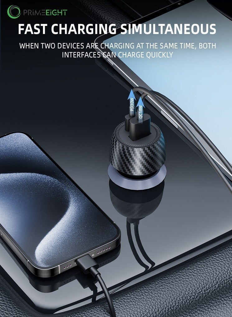 PRIMEEIGHT Phone Car Charger Super Fast 48W TYPE C And USB Compatible with iPhone 16 15 14 13 12 11 - Image 3