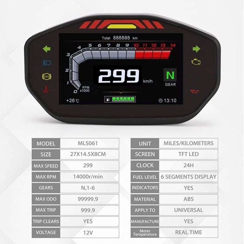 QASULER Universal LCD TFT Digital Speedometer - Image 4
