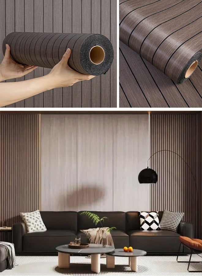 نوايوو ورق حائط ثلاثي الأبعاد سميك بنقشة الخشب - 300 سم × 60 سم، مقاوم للماء والرطوبة وعازل للصوت، لوح حائط ذاتي اللصق من مادة البولي فينيل كلوريد، مناسب لديكور المنزل، غرفة المعيشة، غرفة النوم، خلفية التلفزيون (N1037C-187) - Image 1