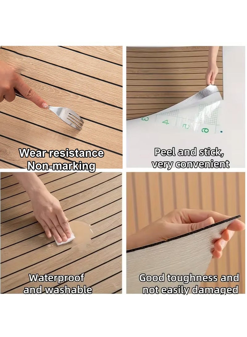 نوايوو ورق حائط ثلاثي الأبعاد سميك بنقشة الخشب - 300 سم × 60 سم، مقاوم للماء والرطوبة وعازل للصوت، لوح حائط ذاتي اللصق من مادة البولي فينيل كلوريد، مناسب لديكور المنزل، غرفة المعيشة، غرفة النوم، خلفية التلفزيون (N1037C-187) - Image 3