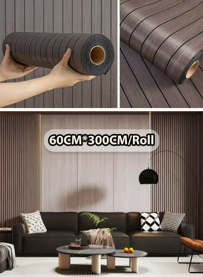 NOAEOU Self-Adhesive Thickened 3D Wallpaper - 60cm x 300cm 1Roll Waterproof PVC Wood Grain Moisture Proof Sound Insulation Wall Panels, Wallpaper Sticker Wallboard for Home Decor, Living Room, Bedroom, TV Background (N1037C-187) - Image 1