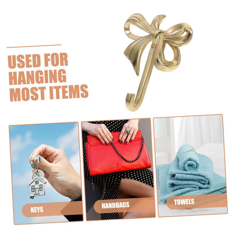 Gold Brass Bow Knot Wall Hooks Large Decorative Hanger for Coats Towels Bathroom Bedroom - Image 4