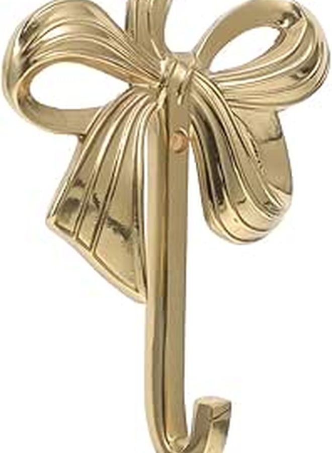 Gold Brass Bow Knot Wall Hooks Large Decorative Hanger for Coats Towels Bathroom Bedroom - Image 1