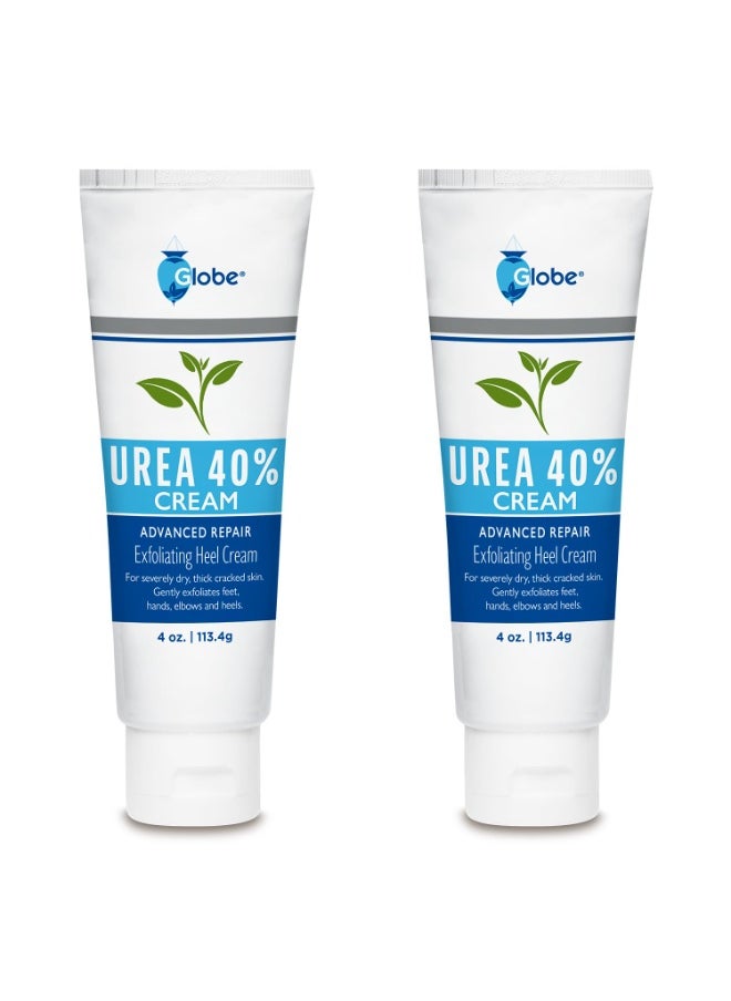 Globe Globe (2 Pack Urea Cream 40% - (4 oz) Intensive Hydration for Dry and Cracked Heels, Feet, Hands, Elbows and Knees - Callus Remover for Women - Helps Athletes Foot - Foot Odor - Total 8 oz  - Image 1