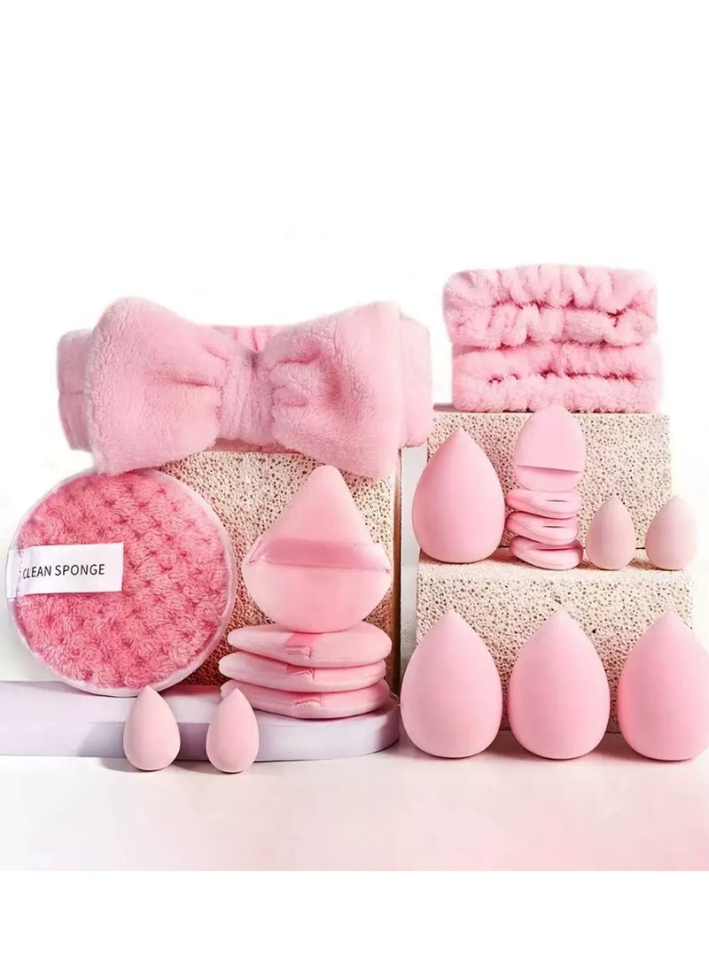 JOSQUEWNN Makeup Brush Set 34Pcs Makeup Tool Set, Premium Synthetic Foundation Powder Concealers Eye Shadows Blush Makeup Brushes Powder Puff, Pink, 34 Piece Set.  - Image 2