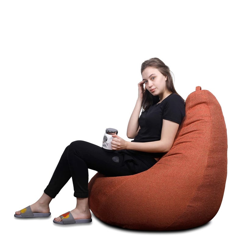 Generic Alfanso ORGANIX Collection Classic Bean Bag Jumbo SAC Size Orange Color in Organic Jute Fabric Cover Only - Image 2