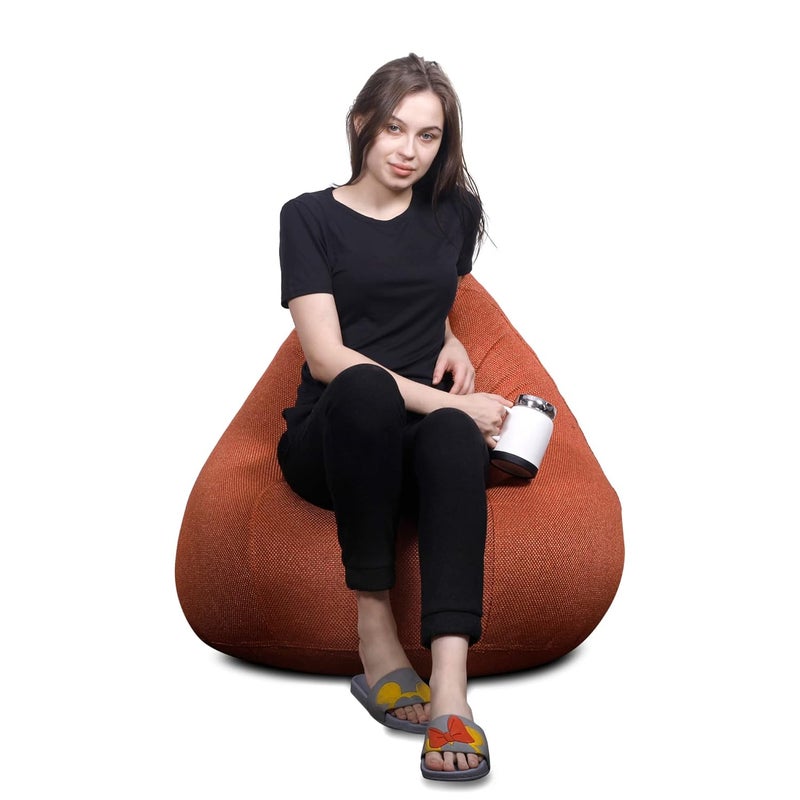 Generic Alfanso ORGANIX Collection Classic Bean Bag Jumbo SAC Size Orange Color in Organic Jute Fabric Cover Only - Image 4