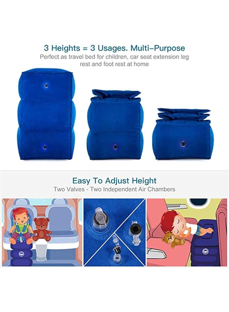 U-HOOME 2 pcs Inflatable Travel Foot Rest Pillow | Kids Airplane Bed | Adjustable Height Leg Pillow | Make a Flat Bed for Kids and Toddlers | Great for Airplane, Train, car - Image 3
