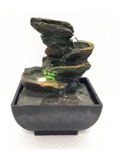 SYOSI Tabletop Fountain Waterfall Meditation Function with LED Light 4 Tier Rock Indoor Zen Relaxation Desktop for Home Decoration  - Image 1