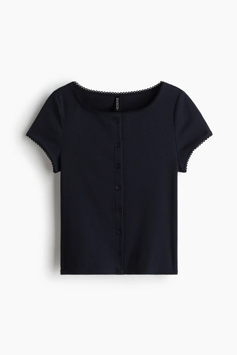H&M Ribbed button-front top