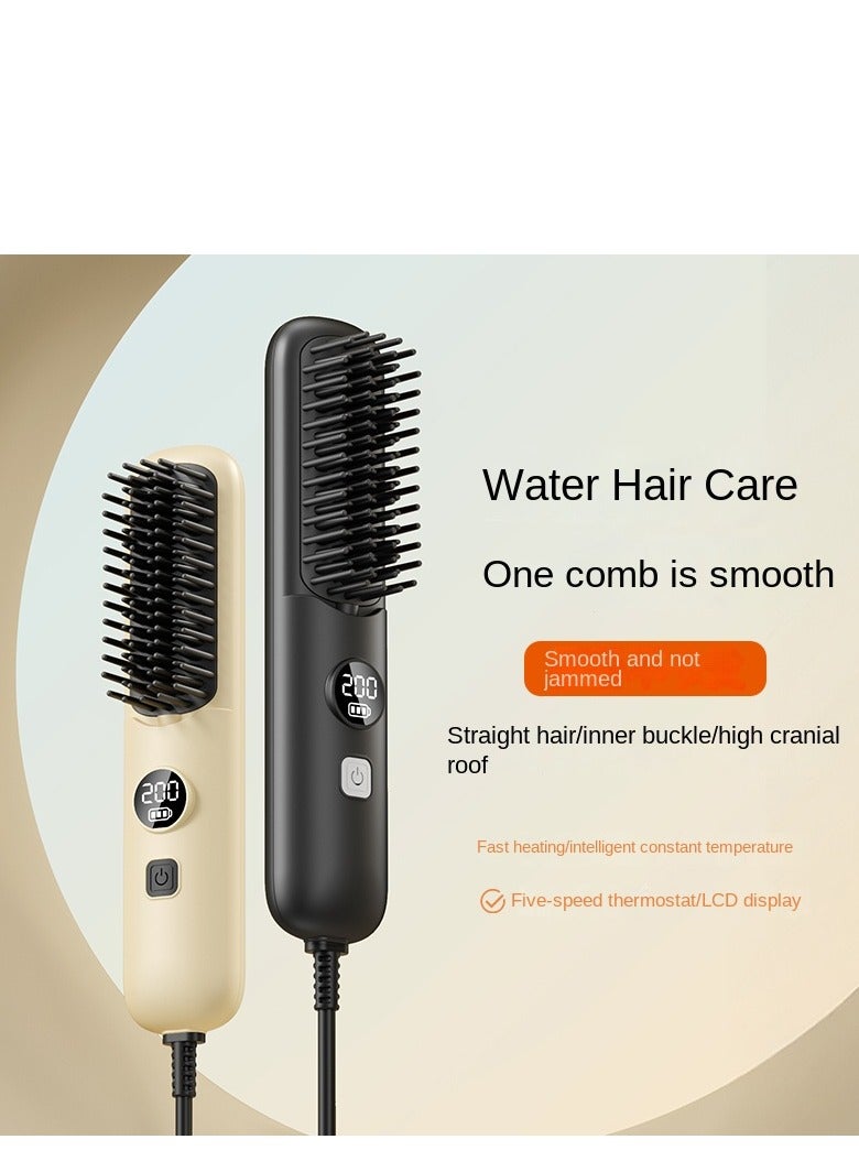 Obos Mini Hair Straightening Brush Comb with PTC Heating Technology Thermal Beard Comb Brush Electric Hot Straightening Comb - Image 1