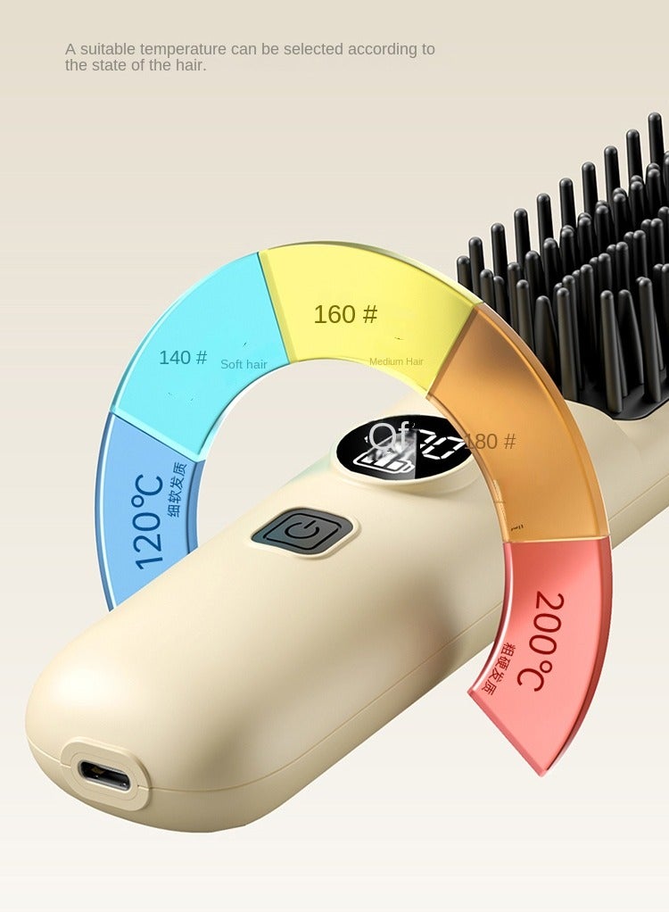 Obos Mini Hair Straightening Brush Comb with PTC Heating Technology Thermal Beard Comb Brush Electric Hot Straightening Comb - Image 2