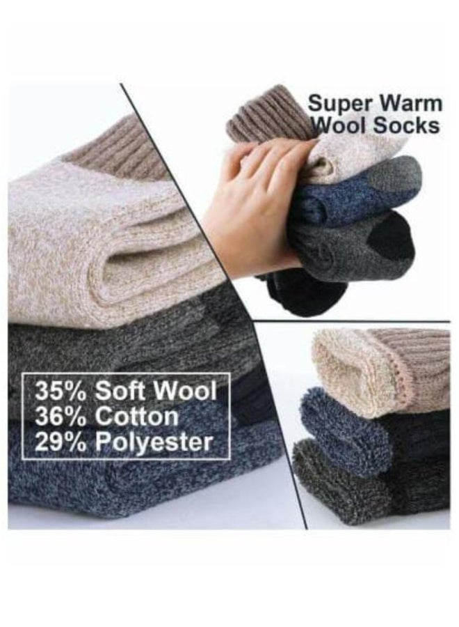 Soft, warm, comfortable and thick casual winter wool socks designed for winter with a classic touch and knitted material, unisex (6 pairs) one size - Image 3