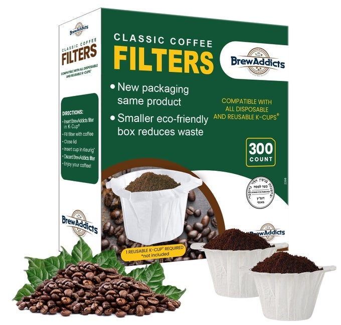 300 PAPER COFFEE SINGLEUSE FILTERS FOR KEURIG BREWERS AND COMPATIBLE WITH KCUP PODS 10 20 MODELS WHITE CLASSIC DESIGN