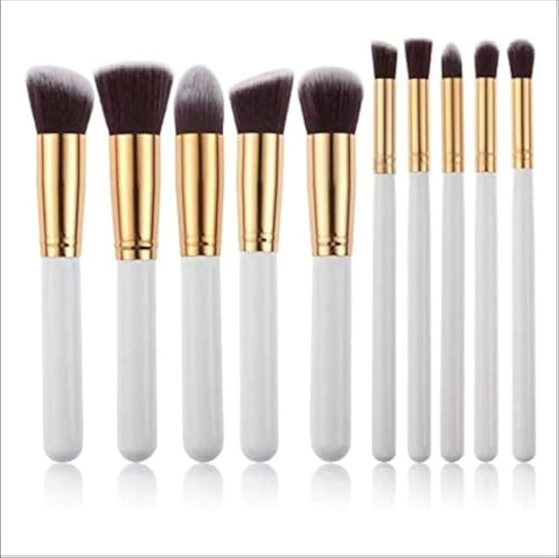 Eye Shadow Foundation Powder Eyeliner Eyelash Lip Makeup Brushes Tool Set (white)
