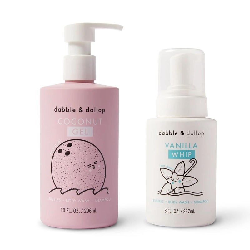 Dabble  Dollop Coconut  Vanilla Body Wash  Shampoo  3 in 1 Natural Bubble Bath for Kids USAMade Paraben  Sulfate Free Vegan GlutenFree TearFree Pack of 2