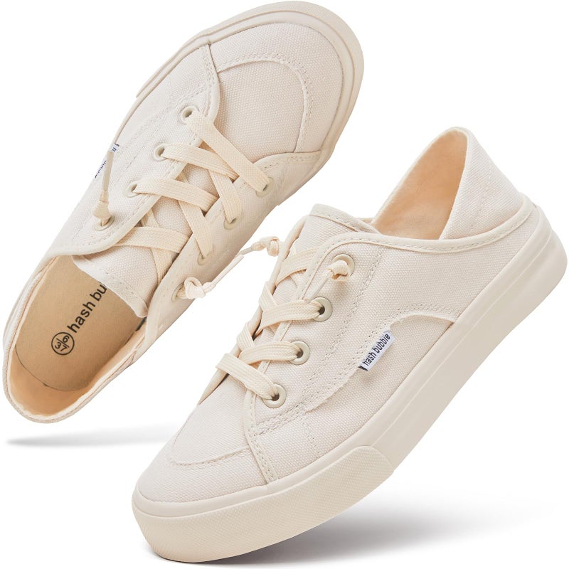 hash bubbie Women's Slip on Shoes Canvas Shoes Non Slip Fashion Canvas Sneakers for Women Low Top Loafersï¼ˆBeige.US9ï¼‰ - Image 1
