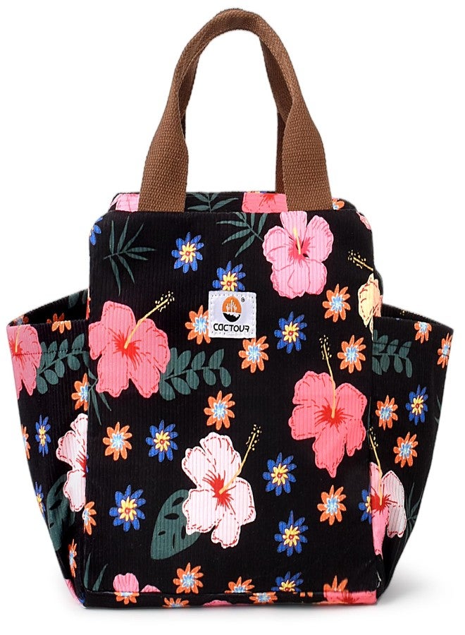 CaCTOUR Lunch Box for Women, Large Capacity Lunch Bag Women with Bottle Holder & Side Pockets,Cute lunch box Insulated Lunch tote bag for Work Office Travel Picnic (Flower) - Image 1