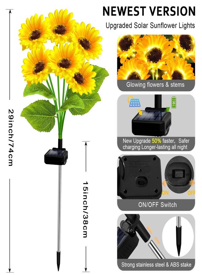 EDOF 6 Pack with 36 Sunflower Lights,Solar Lights Outdoor Garden Decor,Solar Flowers Lights Waterproof,Sunflowers Birthday Gifts for Mom Women Grandma,Decorative Stakes Lights for Yard Patio Lawn - Image 4