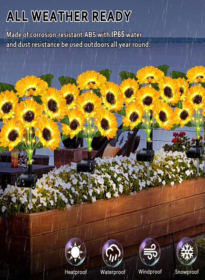 EDOF 6 Pack with 36 Sunflower Lights,Solar Lights Outdoor Garden Decor,Solar Flowers Lights Waterproof,Sunflowers Birthday Gifts for Mom Women Grandma,Decorative Stakes Lights for Yard Patio Lawn - Image 3