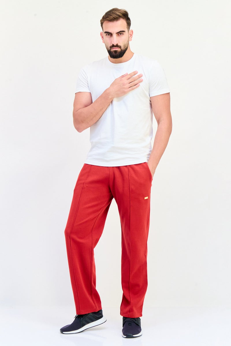 Levi's Men Regular Fit Gold Tap Drawstring Brand Logo Sweatpants, Dark Red  - Image 2