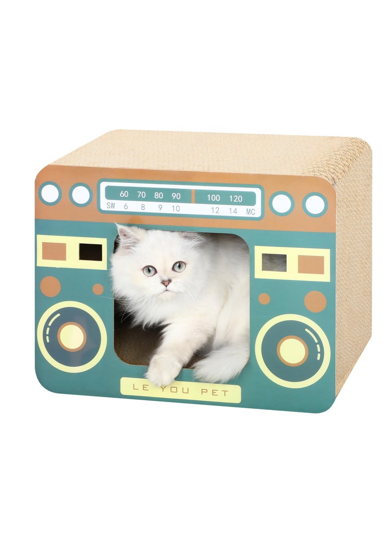 Excefore Cat Enrichment Toy Vertical Cat Nest for All Seasons Radio Cat Scratcher Cardboard Lounge Bed Durable Pads Prevent Furniture Damage Corrugated Scratcher Box Toy for Cat Birthday - Image 1