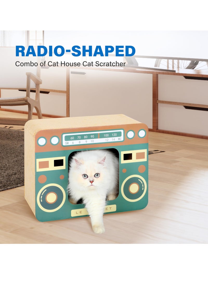Excefore Cat Enrichment Toy Vertical Cat Nest for All Seasons Radio Cat Scratcher Cardboard Lounge Bed Durable Pads Prevent Furniture Damage Corrugated Scratcher Box Toy for Cat Birthday - Image 2