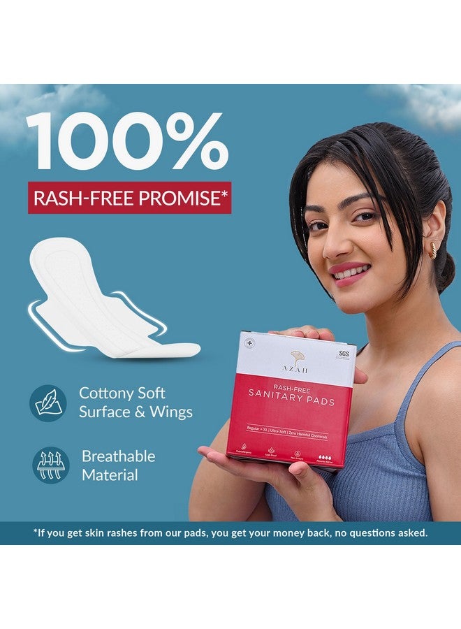 AZAH Sanitary Pads for Women (10 Reg + 10 XL) [Pack of 20] 100% Rash-Free sanitary napkins | 3x More Absorption, Cottony Soft and Dry Top Cover for heavy Flow | Toxin Free, Locks Odour, Leak-Proof - Image 2