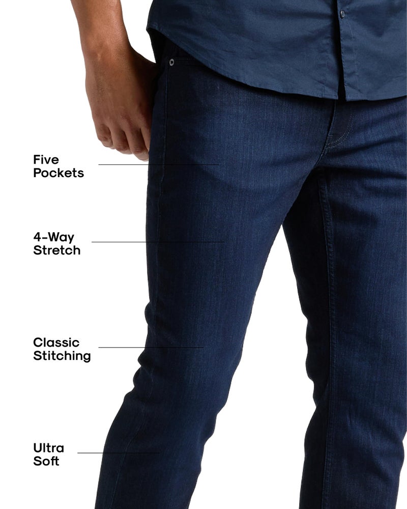 True Classic Stretch Jeans for Men, Straight Fit Men's Stretch Jean, Straight Leg, High-Stretch - Indigo, 34W X 32L - Image 2