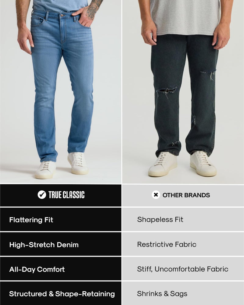 True Classic Stretch Jeans for Men, Straight Fit Men's Stretch Jean, Straight Leg, High-Stretch - Indigo, 34W X 32L - Image 5