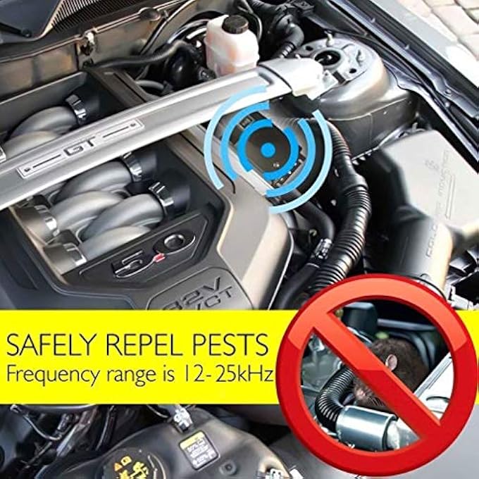 rayihni LiangMai Marten Deterrent, Car, Ultrasonic Frequency, 12 kHz - 25 kHz, Connection to 12 V Car Battery, Marten Protection, Marten Repellent, Animal Deterrent with 3 LEDs Flash Light - Image 3