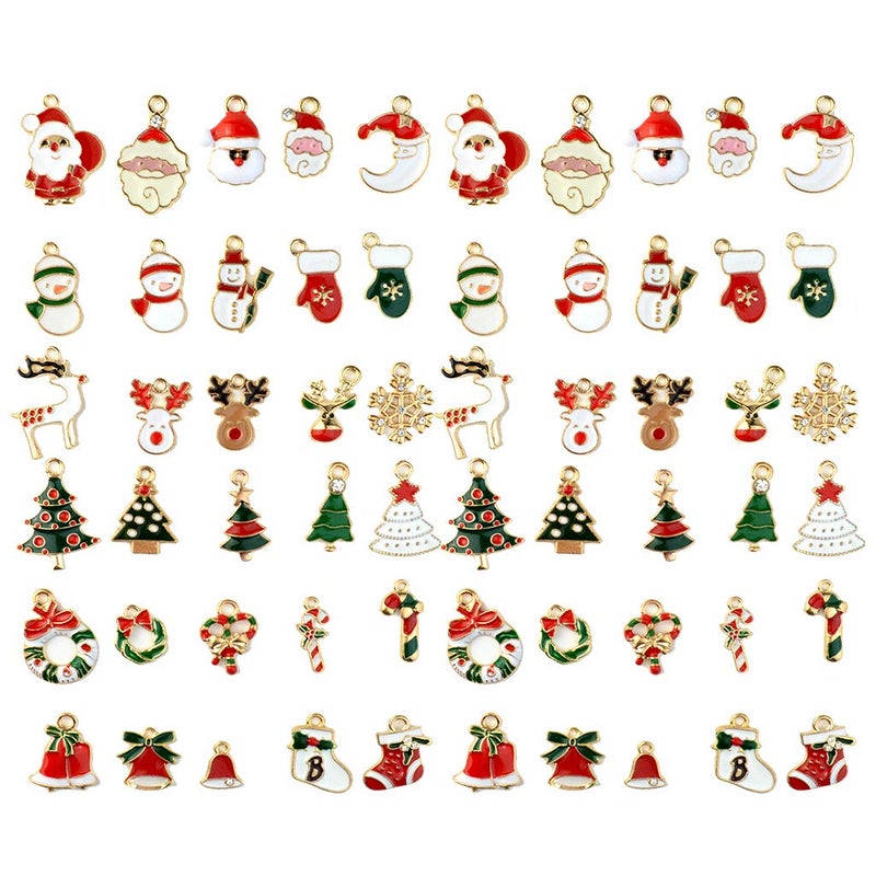 Bskifnn 60pcs Charms for Jewelry Making Christmas DIY Craft Supplies for Necklace Bracelet Making Clothes Earring and More