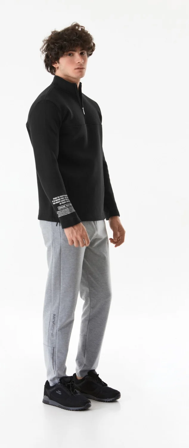 FullaModa Basic Half Zipper Stand Collar Sweatshirt