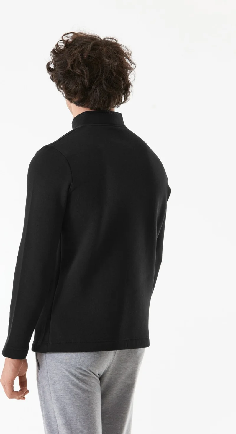 FullaModa Basic Half Zipper Stand Collar Sweatshirt