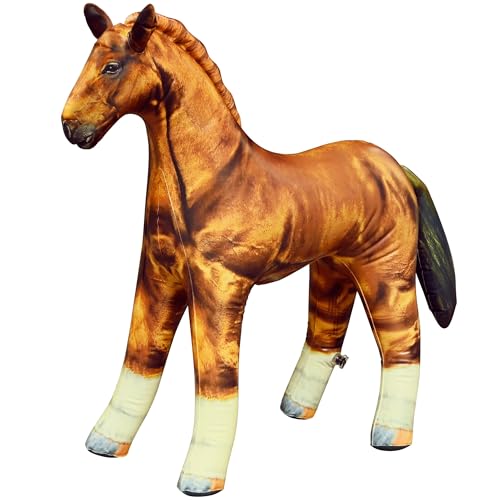 Jet Creations Horse Inflatable 38" L x 30" H – Golden Brown Blow Up Animal Toy, Gift for Kids Ages 3+ – Western Party, Thanksgiving & Christmas Decorations, Winter Holiday Home Decor, Photo Prop, 1 PC - Image 1