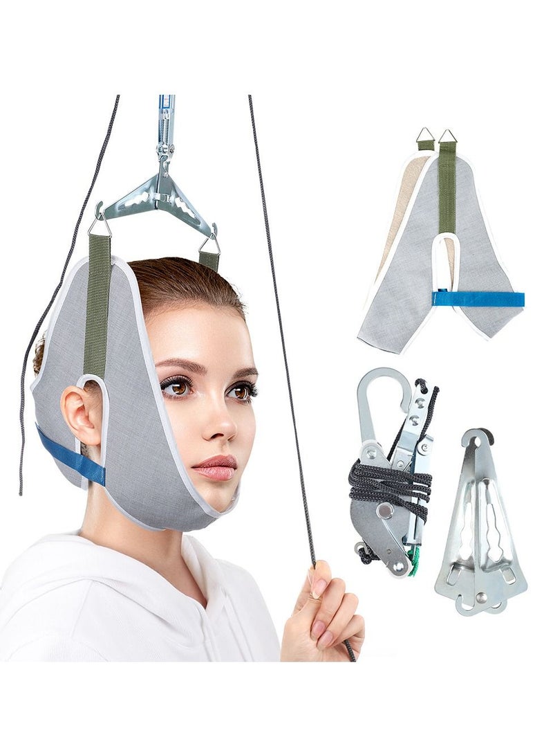 Portable Neck Stretcher Neckband for Pain Relief Physical Therapy Suspended Cervical Spine Stretching Frame Traction Device Health Protection Equipment (Grey) - Image 3