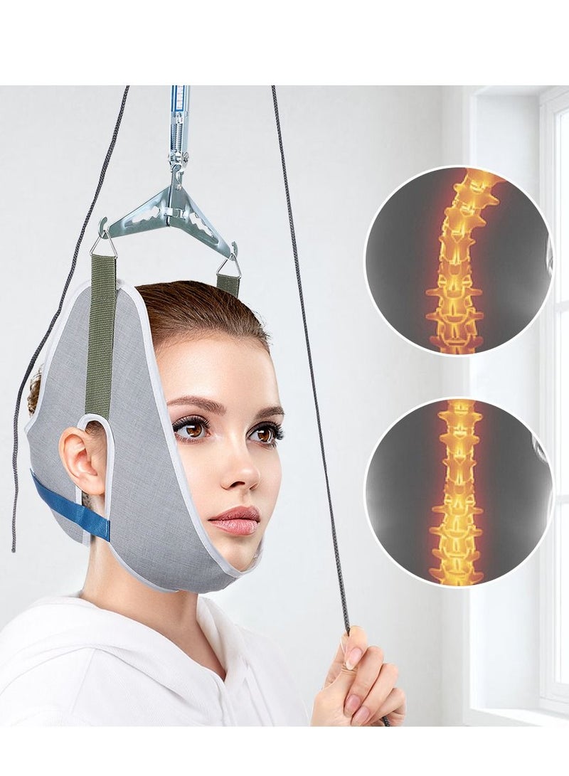 Portable Neck Stretcher Neckband for Pain Relief Physical Therapy Suspended Cervical Spine Stretching Frame Traction Device Health Protection Equipment (Grey) - Image 1