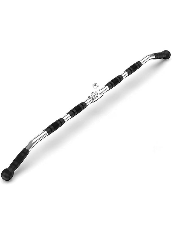 erorex Lat Bar Cable Attachment With Rubber Handgrips, Deluxe Heavy Duty Solid Curl Bar Revolving Hanger Home Gym Cable Attachments (48 In Lat Bar)  - Image 1