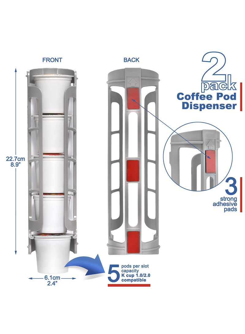 2 Pieces Coffee Pod Holder Side Mount K Cup Pods Dispenser compatible with Keurig Coffee Makers, Perfect for Small Counters - Image 3