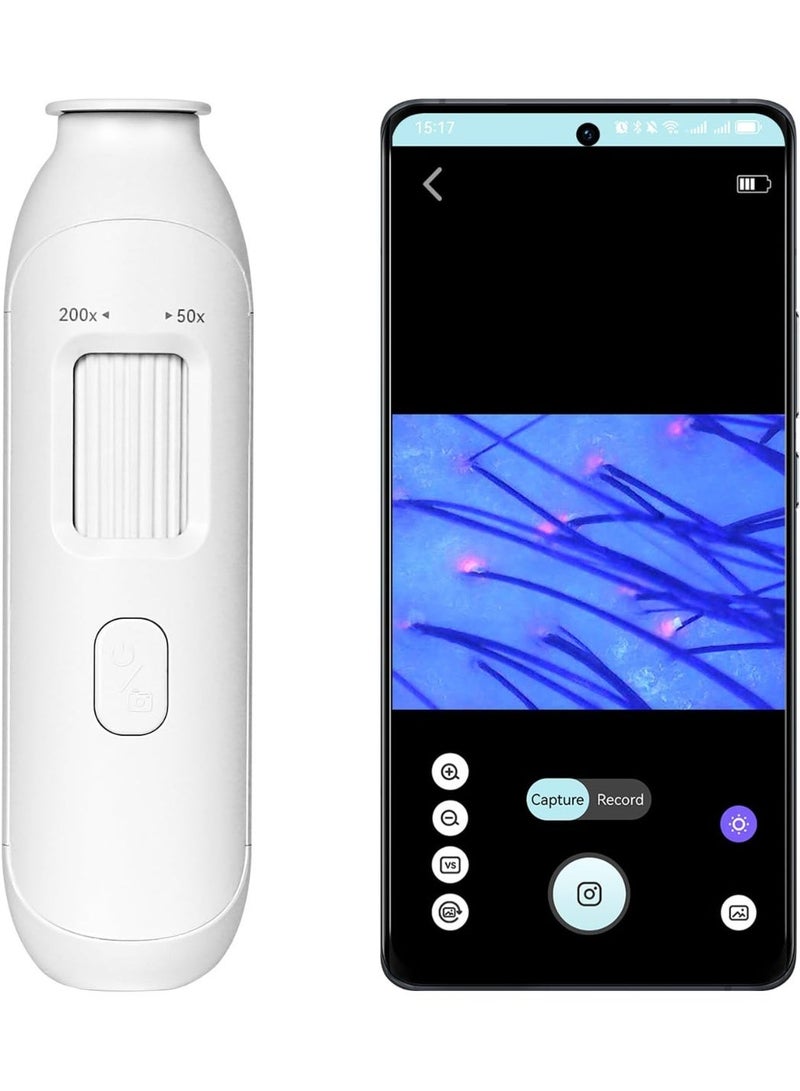 L LULONG Wireless Scalp Camera Handheld Microscope with 50x-200x Zoom and LED Light, WiFi Portable Magnifier (Compatible with Phones/iPads), Professional Skin/Hair/Follicle Analyzer - Image 1