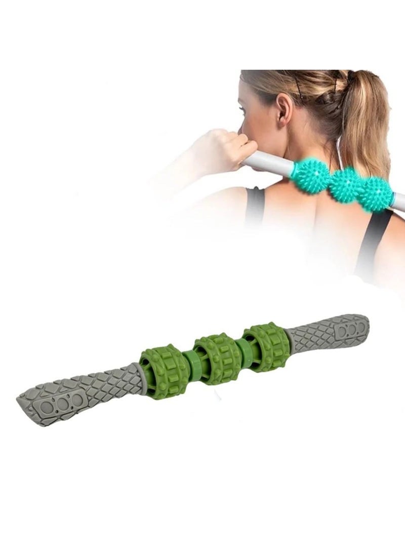 QSHOP QSHOP® Premium Massage Stick for Muscles, Muscle Therapy Balls, Muscle Pain Relief, Self Massage Roller Stick, Cushioned Ergonomic Handle with 3 Pointed Massage Balls for Yoga Massage  - Image 1