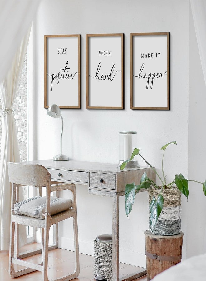 Heiple Motivational Wall Art 11"x14" Framed Wooden Inspirational Office Wall Decor for Men Picture Poster Positive Work Hard Quote Wall Decor for Home Office Bedroom (Brown, 11”x14”) - Image 3