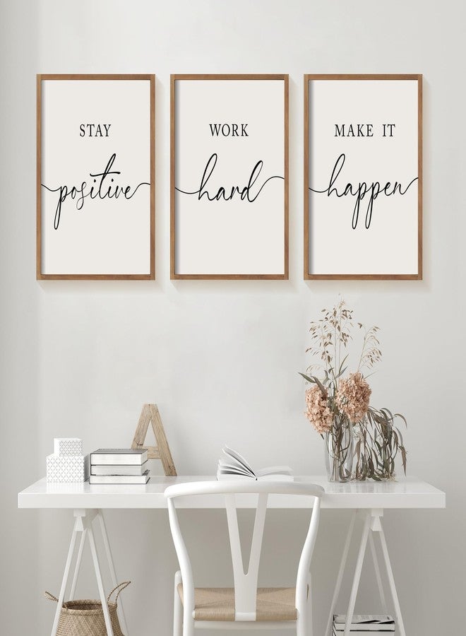 Heiple Motivational Wall Art 11"x14" Framed Wooden Inspirational Office Wall Decor for Men Picture Poster Positive Work Hard Quote Wall Decor for Home Office Bedroom (Brown, 11”x14”) - Image 2