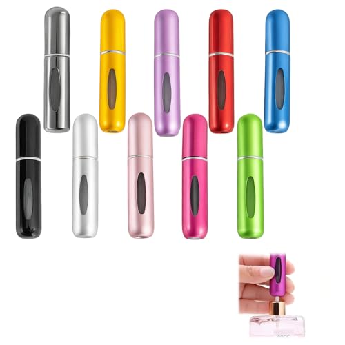 mgmooa 10 PCS Refillable Mini Perfume Atomizer Bottles 5ml Portable Small Size Perfume Spray Bottles Multicolor Aluminum Refill Scent Pump Case for Traveling and Outgoing10 Colors - Image 1