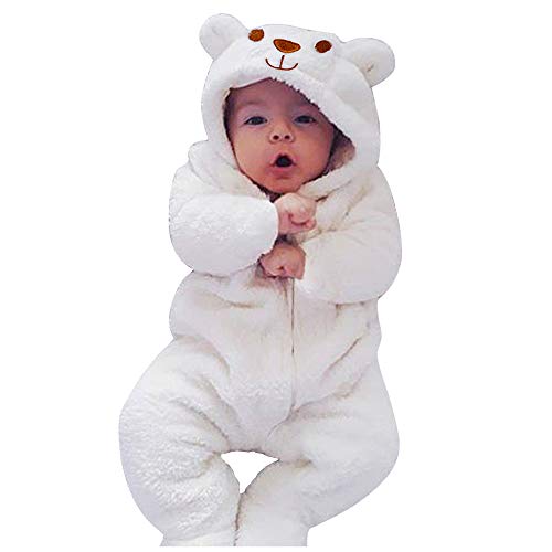VERNILLA Newborn Baby Bear Fleece Romper One-Piece Footies Jumpsuit Pajama Infant Outfit for Baby Boys Girls(0-3 Months) - Image 1