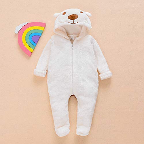 VERNILLA Newborn Baby Bear Fleece Romper One-Piece Footies Jumpsuit Pajama Infant Outfit for Baby Boys Girls(0-3 Months) - Image 2