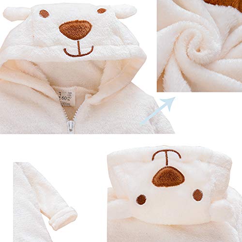 VERNILLA Newborn Baby Bear Fleece Romper One-Piece Footies Jumpsuit Pajama Infant Outfit for Baby Boys Girls(0-3 Months) - Image 5