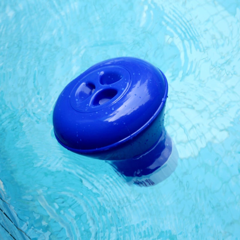 Pool Spa Chlorine Float Dispenser: 8-Inch White And Blue Built-In Thermometer Float Cup - Durable High-Quality Material For Excavated Pools Jacuzzis Outdoor Spas - Image 5