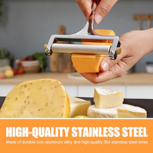 Sopito Stainless Steel Wire Cheese Slicer With 3 Extra Wires Adjustable Thickness, Handheld Cheese Block Cutter for Cheddar, Gruyere, Raclette, Mozzarella - Image 4